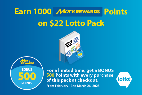 Earn 1000 More Rewards Points on $22 Lotto Pack